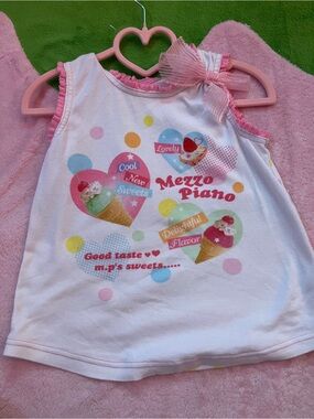 Girls' White & Pink Ice Cream Graphic Tank Top